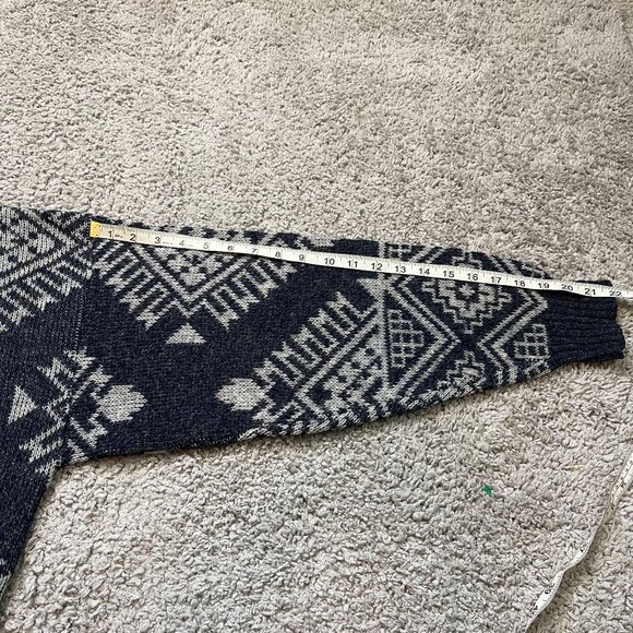 Classic Robert Bruce Geometric Knit Sweater Gray & White Large - Picture 5 of 6